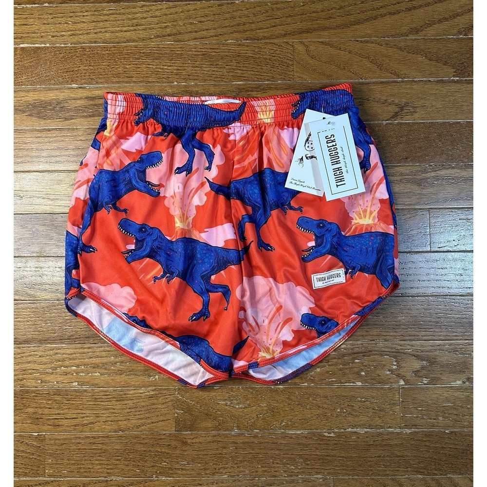 THIGH HUGGERS Running Gym Booty Shorts Size Med/Large Polyester Volcano Rex NWT